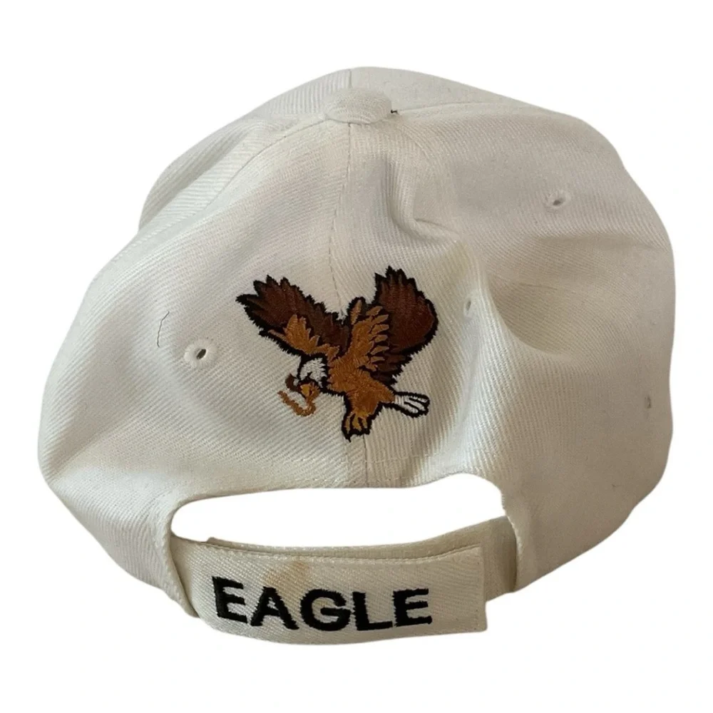 TK Sports Eagle Embroidered Adjustable Baseball Cap White Strapback Hat
